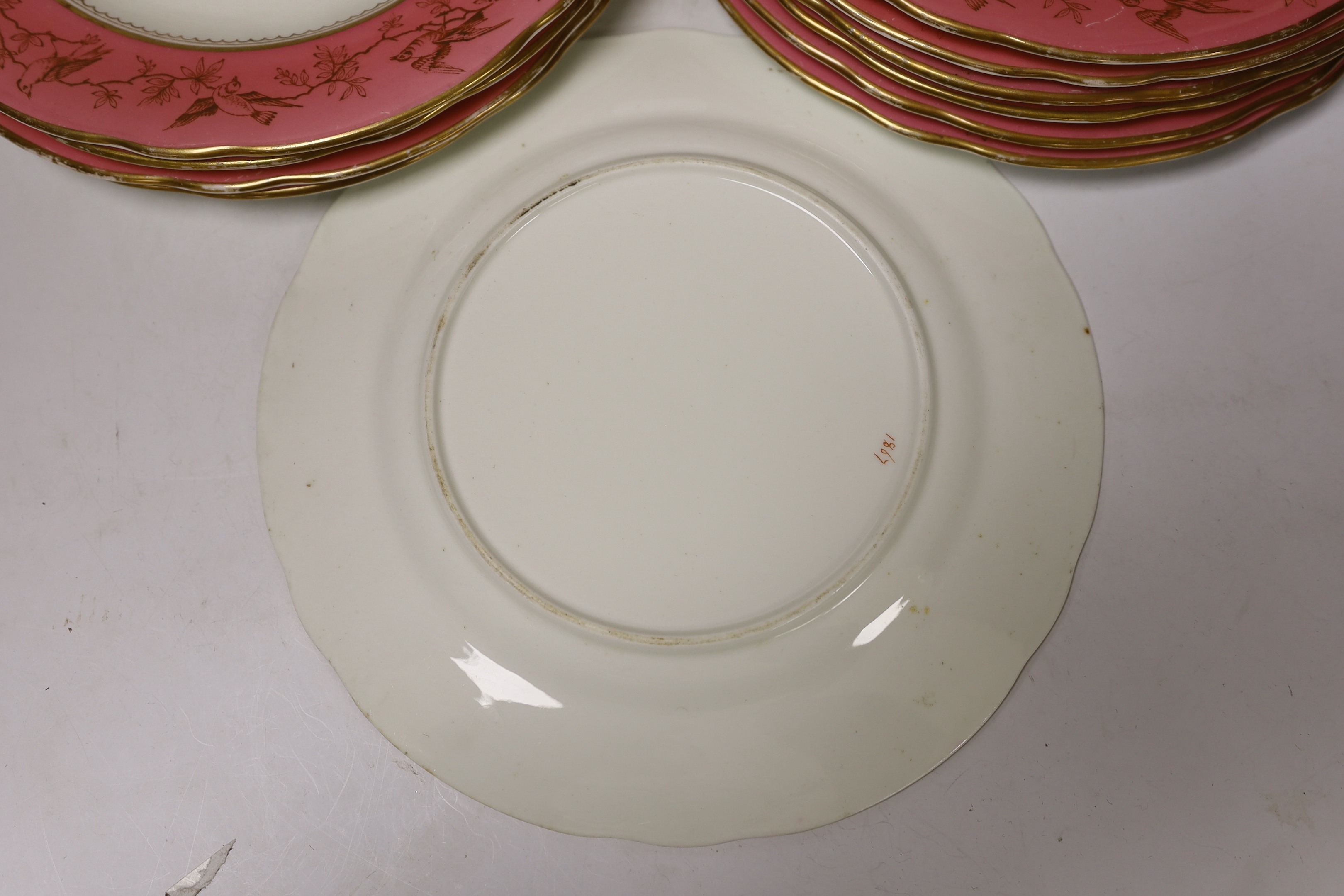 A Victorian Staffordshire bone china part dessert service